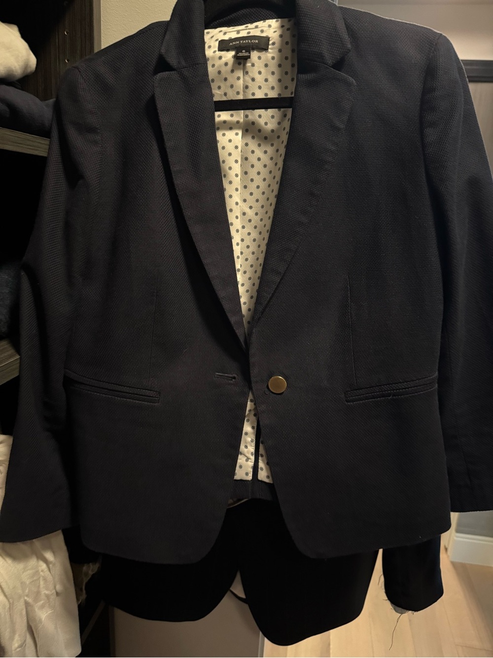 Ann Taylor navy Textured Blazer - Single-Button